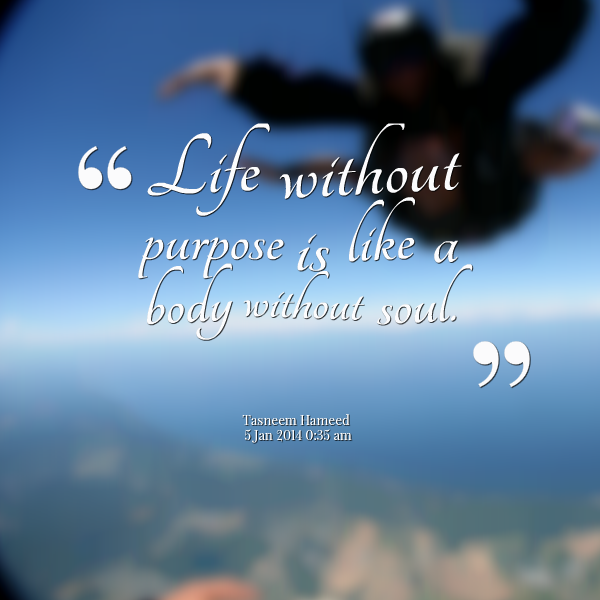 Life without purpose is like a body without soul.